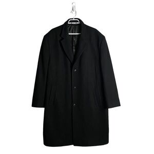 London Fog Men's Black Wool Knit Button Down Trench Coat
